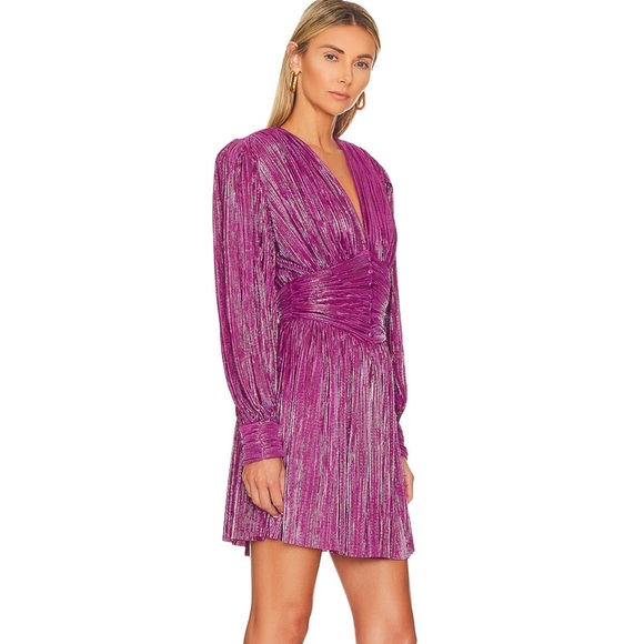 Sabina Musayev Shaya Purple Metallic Mini Dress - Picture 2 of 4